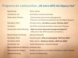SPD AG 60plus Hof Jubiläum: Programm