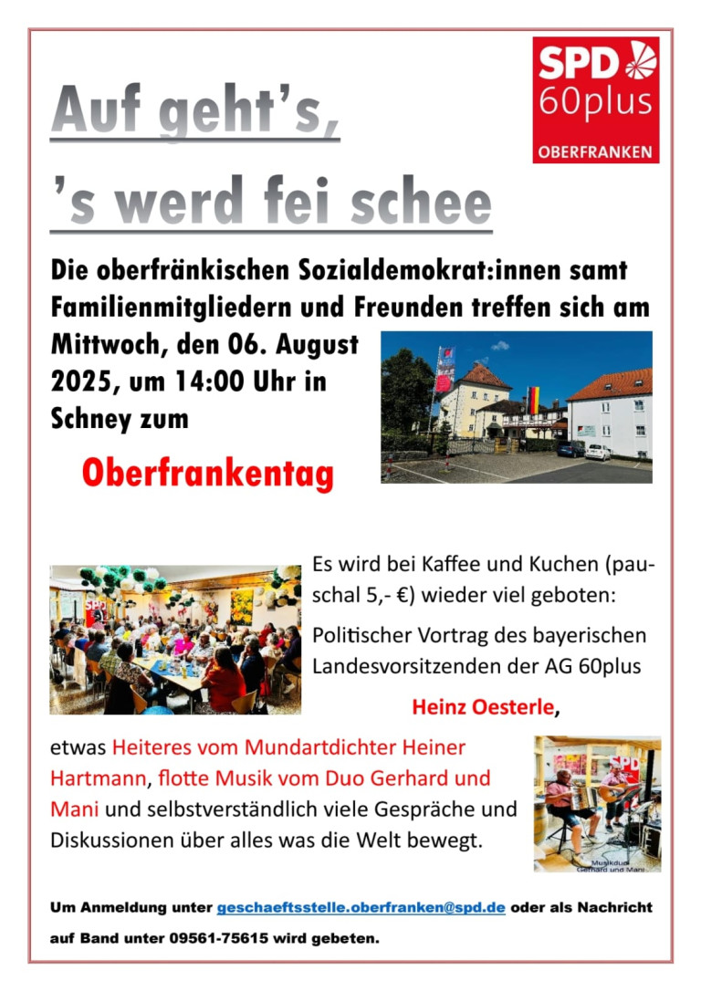 Einladungsflyer SPD-Oberfranken für Oberfrankentag